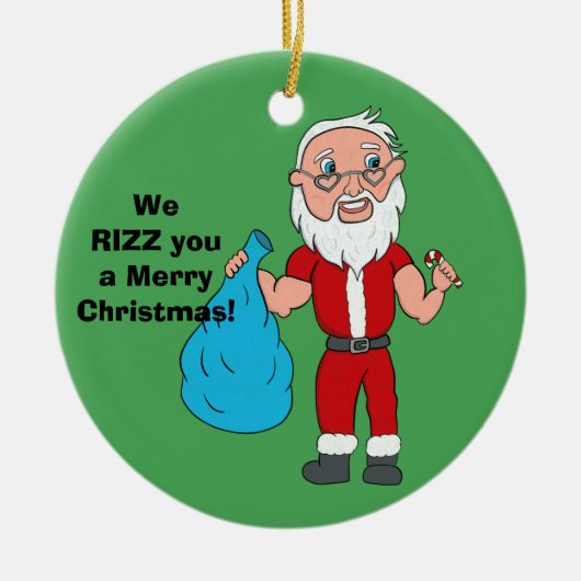 We Rizz You a Merry Christmas Custom Santa Keramisch Ornament (Voorkant)