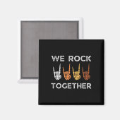 We Rock Samen Skelet Handen Rock Grappige Hallowee Magneet (Voorkant / Achterkant)