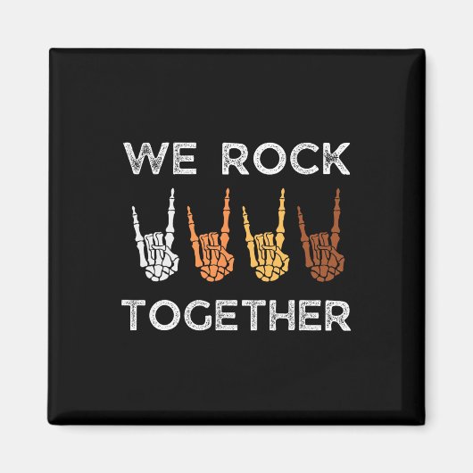 We Rock Samen Skelet Handen Rock Grappige Hallowee Magneet (Voorkant)