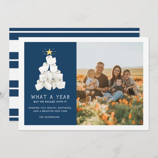 We rolden met het grappige 2020 foto feestdagenkaart (Voorkant / Achterkant)