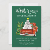 We rolden met het grappige Covid 19 Prettige feest Feestdagenkaart (Voorkant)