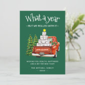 We rolden met het grappige Covid 19 Prettige feest Feestdagenkaart (Staand voorkant)