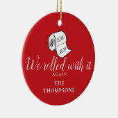 We Rolled Met Het Weer Een Grappig Kerstvakantie Keramisch Ornament (Rechts)