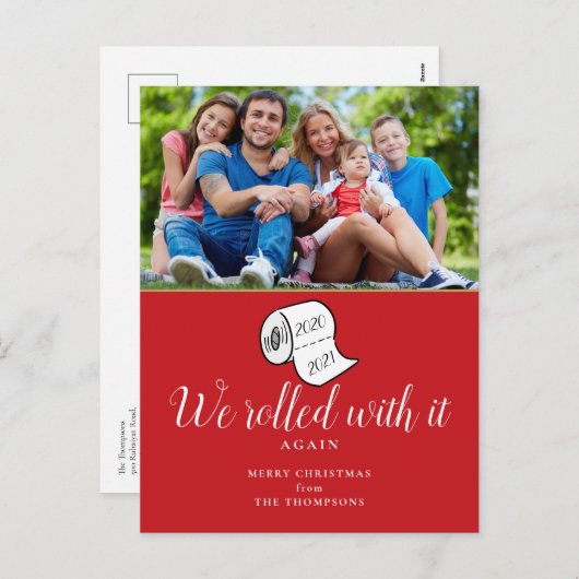 We Rolled With It Foto Grappige Kerstmis Feestdagenkaart (Voorkant / Achterkant)