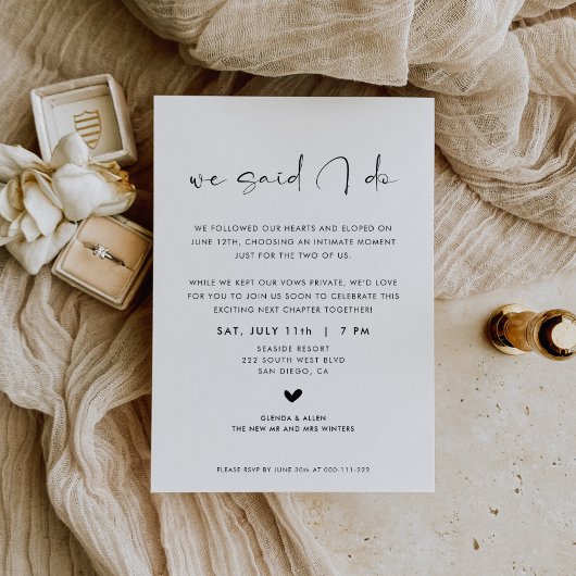 We Said I Do Elopement Ontvangst Uitnodiging