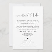 We Said I Do Elopement Ontvangst Uitnodiging (Voorkant)