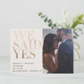 WE SAID YES | Blush + Goud Fotoreceptie Alleen Kaart (Staand voorkant)