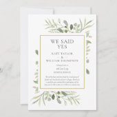 We Said Yes Elopement Huwelijksaankondiging Kaart (Voorkant)