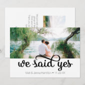 We Said Yes Foto Huwelijksaankondiging Kaart (Voorkant / Achterkant)