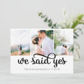 We Said Yes Foto Huwelijksaankondiging Kaart (Staand voorkant)