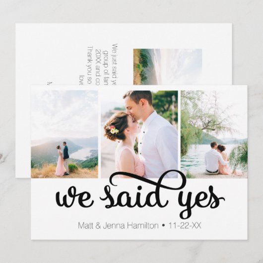 We Said Yes Foto Huwelijksaankondiging Kaart (Voorkant / Achterkant)