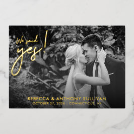 We Said Yes Foto | Trouwfoto Ontvangst Folie Uitnodiging