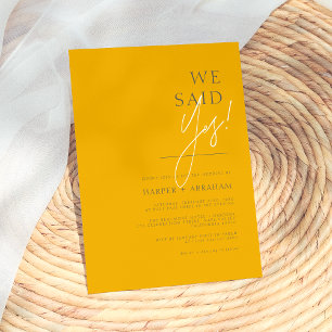 We Said Yes Mosterd & Donkergrijs Minimalistische  Kaart