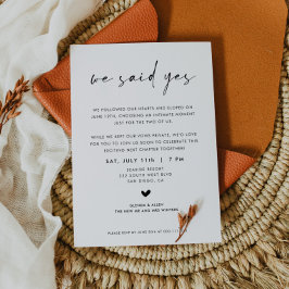 We Said Yes Wedding Elopement Reception Invitation Aankondiging