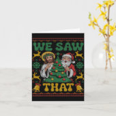 We Saw That Santa Jesus Kids Matching Parents Ugly Kaart (Gele Bloem)