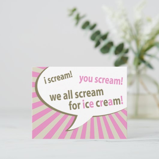 We schreeuwen allemaal om ijs. briefkaart (Staand voorkant)