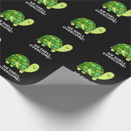 We Shell Overcome Funny Tortoise Pun Dark BG Cadeaupapier (Hoek)