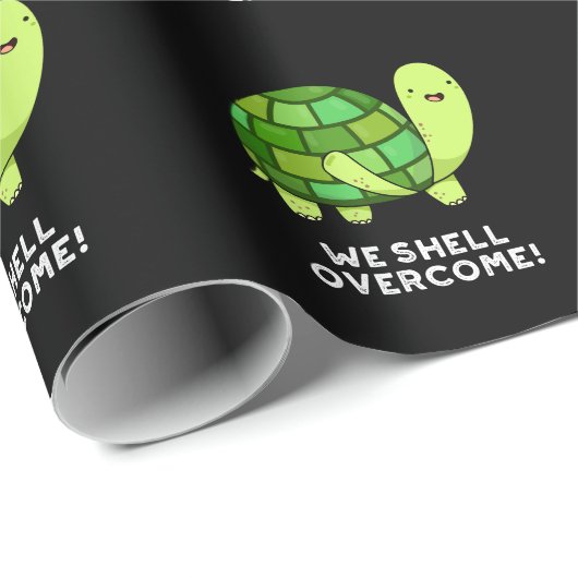 We Shell Overcome Funny Tortoise Pun Dark BG Cadeaupapier (Rol Hoek)