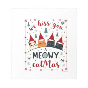 We sissen je een Meowy Catmas Grappige Kat Kerstmi Notitieblok
