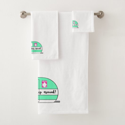 "We slapen graag rond" Camper Hand Towel Bad Handdoek (Insitu)