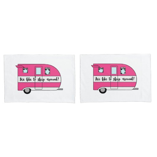 "We slapen graag rond" Camper Pillow-Hoesjes Kussensloop (Voorkant-Set)