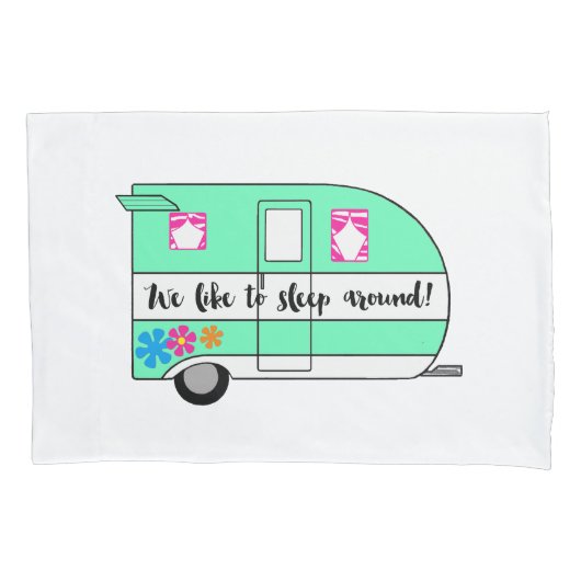 "We slapen graag rond" Camper Pillow-Hoesjes Kussensloop (Voorkant-Links)