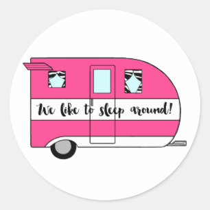 "We slapen graag rond" Camper stickers