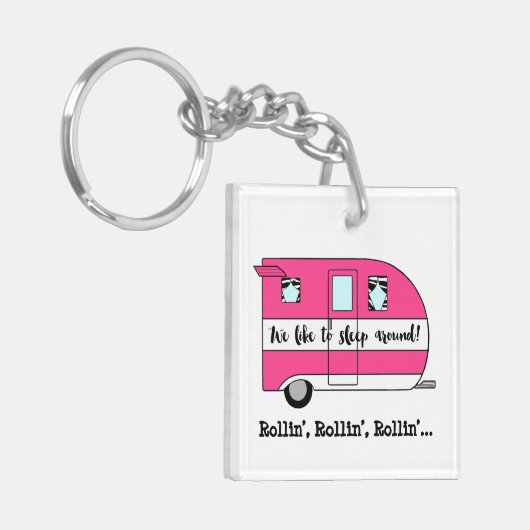 "We slapen graag rond!" Sleutelhanger (Voorkant Links)