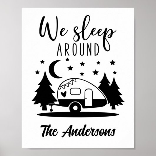 We slapen rond Funny Camping RV Poster (Voorkant)