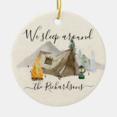 We slapen rond Waterverf en personaliseren Camp Te Keramisch Ornament (Voorkant)