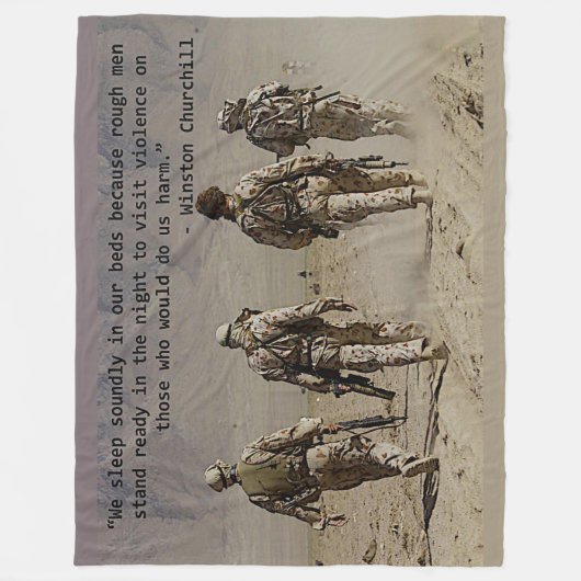 WE SLAPEN ZONDER IN ONZE BEDS,..... FLEECE DEKEN (Voorkant)