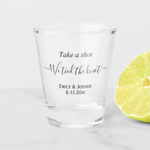 We sloten de Knot Personalized Wedding Party Favor Shot Glas