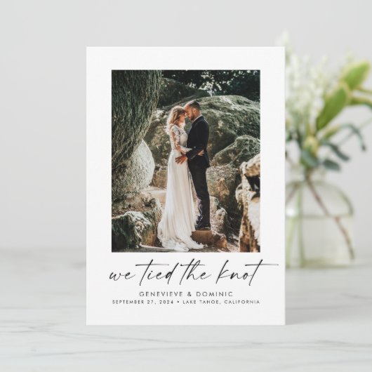 We sloten de Knot Photo Elopement/Wedding Aankondiging (Staand voorkant)