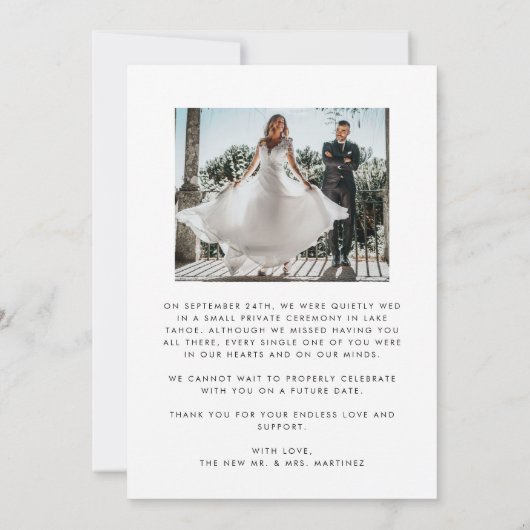 We sloten de Knot Photo Elopement/Wedding Aankondiging (Achterkant)