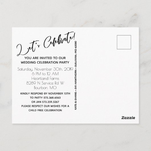 We sloten de Knot Script Wedding Announding Foto Briefkaart (Achterkant)