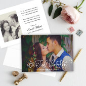 We sloten de Knot White Script Weddenfoto Aankondiging