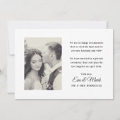 We sloten de Knot White Script Weddenfoto Aankondiging (Achterkant)