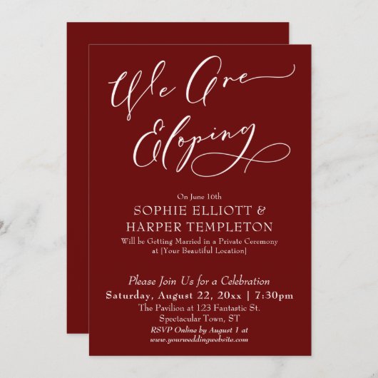 We Sluipen Weg, Eenvoudige Bourgondische Viering Kaart (Voorkant / Achterkant)