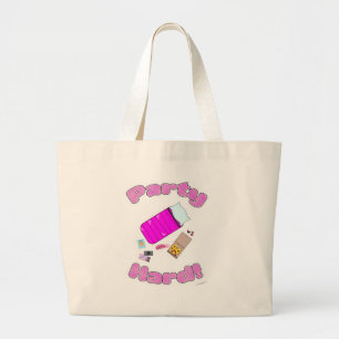 We Slumber Party Hard Funny Slogan Cartoon Joy Grote Tote Bag