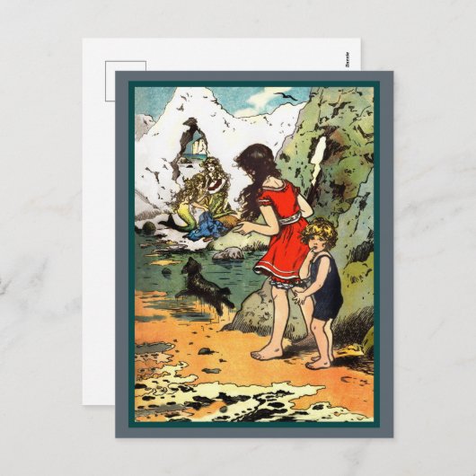 We spioneren twee Mermaids op de Rocks Feestdagenkaart (Voorkant / Achterkant)