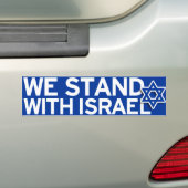 We staan met een Israëlische bumpersticker (Op auto)