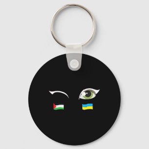 We Staan Met Oekraïne Palestina Vlag Oekraïne Vlag Sleutelhanger