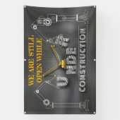 We staan nog open terwijl we in aanbouw zijn spandoek (Verticaal)