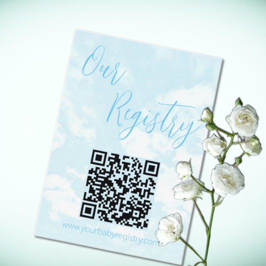 We staan op Cloud Nine Baby shower Registry Informatiekaartje