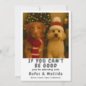 We staan op de Naughty List Hond Kerstfoto Feestdagenkaart (Voorkant)