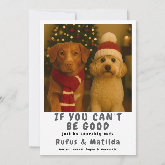 We staan op de Naughty List Hond Kerstfoto Feestdagenkaart (Voorkant)