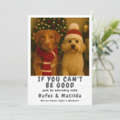 We staan op de Naughty List Hond Kerstfoto Feestdagenkaart (Staand voorkant)
