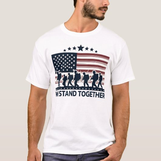 We staan samen met de troepen t-shirt (Voorkant)
