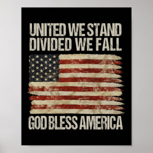 We staan verdeeld, we Herfsten God zegen Amerika Poster