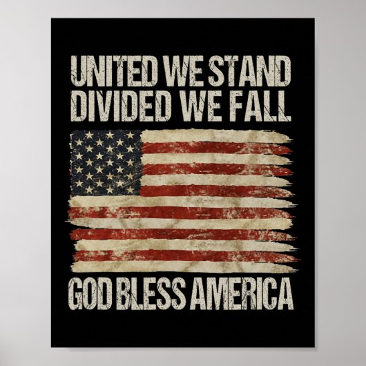 We staan verdeeld, we Herfsten God zegen Amerika Poster (Voorkant)